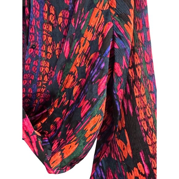 ✌️ 2/$40 ✌️ New Boho Multi-color Pattern,  Cropped Blouse, Plunging Neckline S - Picture 3 of 7